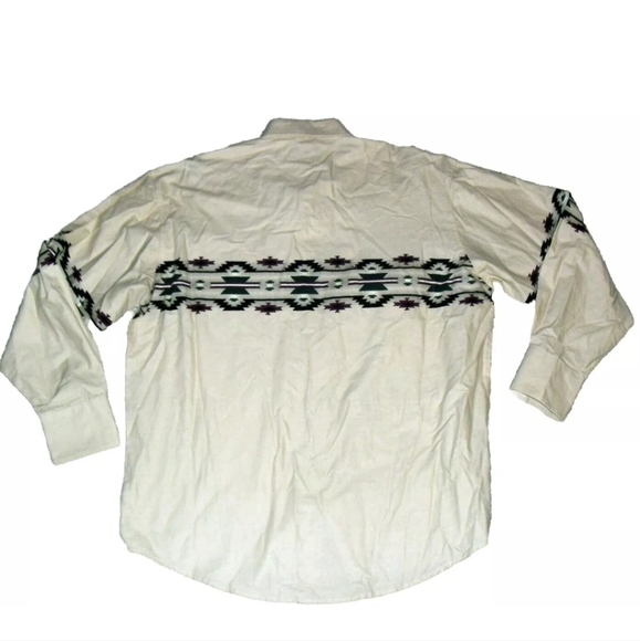 Wrangler 90s Vintage Mens Pearl Buttons Aztec Print Long Sleeve Shirt sz. XL New - Picture 4 of 4